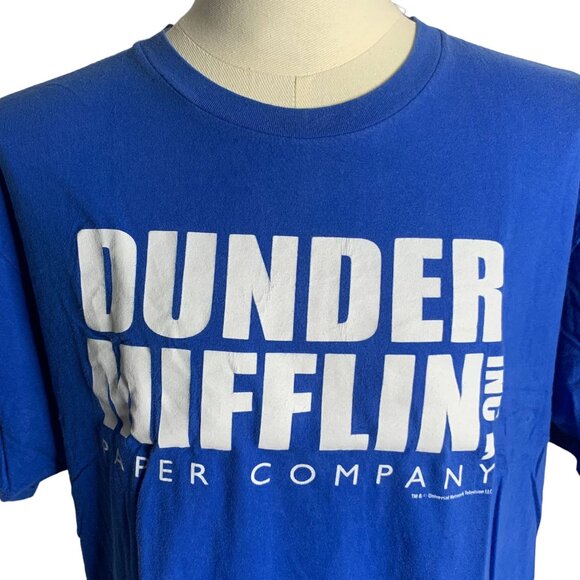 Office Dunder Mifflin Crewneck T Shirt XL Blue Short Sleeve Comedy Television - Picture 2 of 6